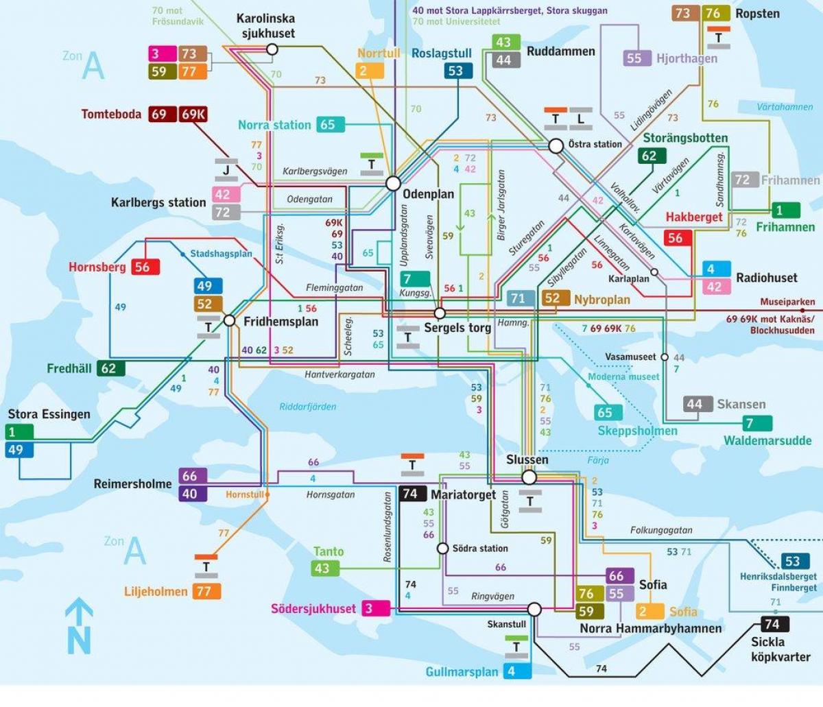 Mapa de la estación de autobuses de Estocolmo