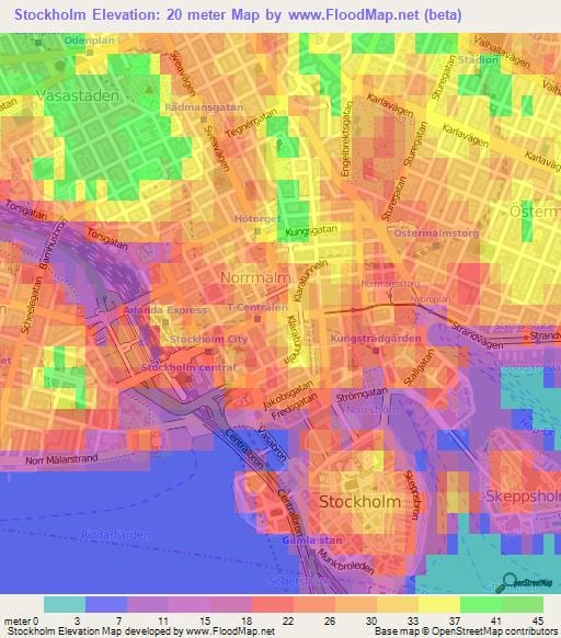 Mapa de elevación de Estocolmo